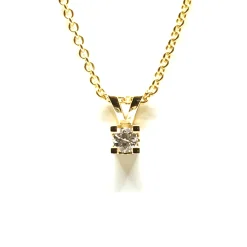 14 KARAT GULD EVA VEDHÆNG MED BRILLANT 0,15 CT. W/SI + SØLV FORGYLDT KÆDE