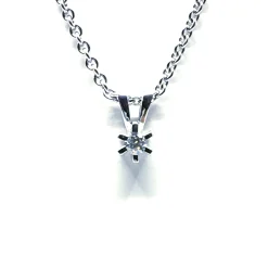 14 KARAT HVIDGULD CARLA VEDHÆNG MED BRILLANT 0,05 CT. W/SI + SØLV KÆDE