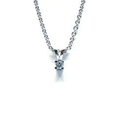 14 KARAT HVIDGULD EVA VEDHÆNG MED BRILLANT 0,05 CT. W/SI + SØLV KÆDE