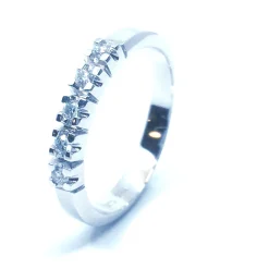 14 KT. ALLIANCE RING HVIDGULD MED BRILLANT 5X0,03 CT. W/SI