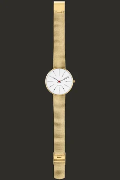 ARNE JACOBSEN BANKERS 34MM GULD MED MAT MESHREM - 53107-1609