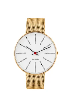 ARNE JACOBSEN BANKERS Ø40MM IO GULDMETAL MED HVID SKIVE - 43427