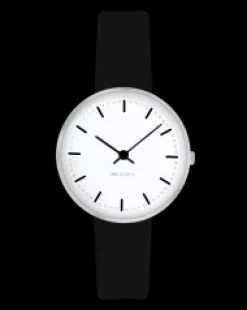 ARNE JACOBSEN CITY HALL 30MM SORT LÆDER - 53200-1401