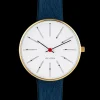 ARNE JACOBSEN UR BANKERS 34 MM MED NAVY BLÅ LÆDERREM - 53107-1604G