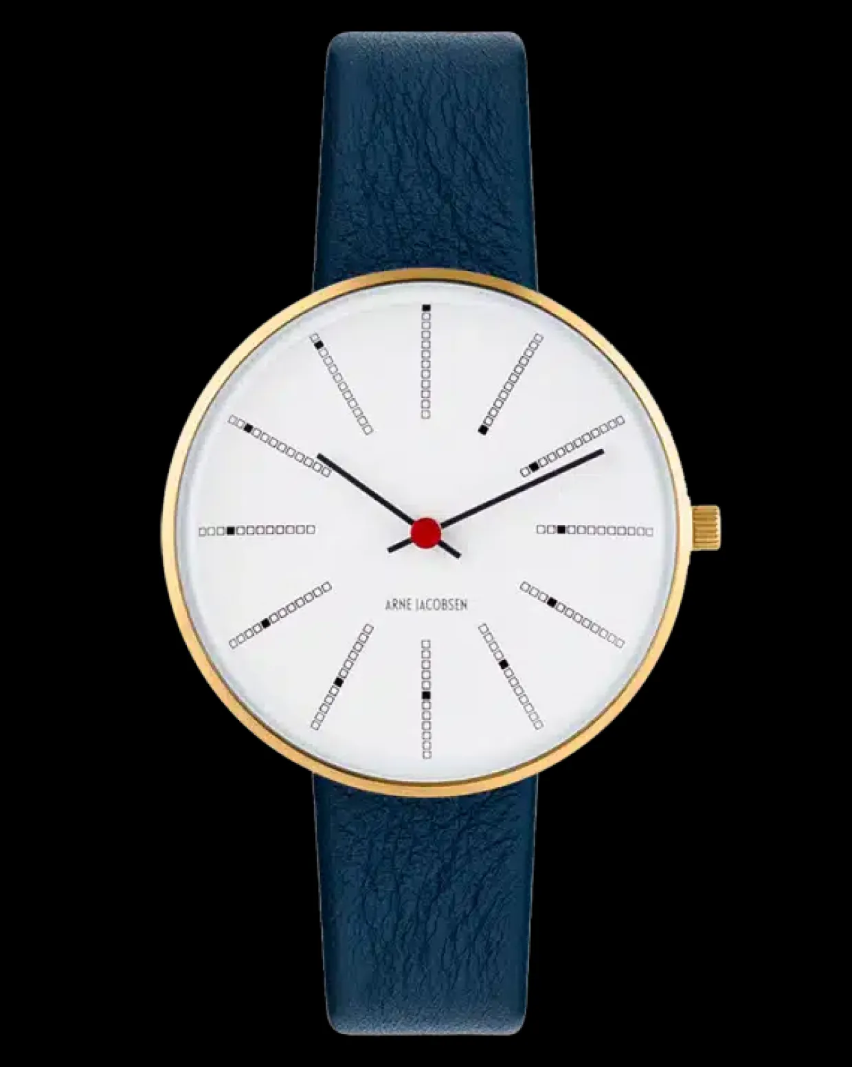 ARNE JACOBSEN UR BANKERS 34 MM MED NAVY BLÅ LÆDERREM - 53107-1604G