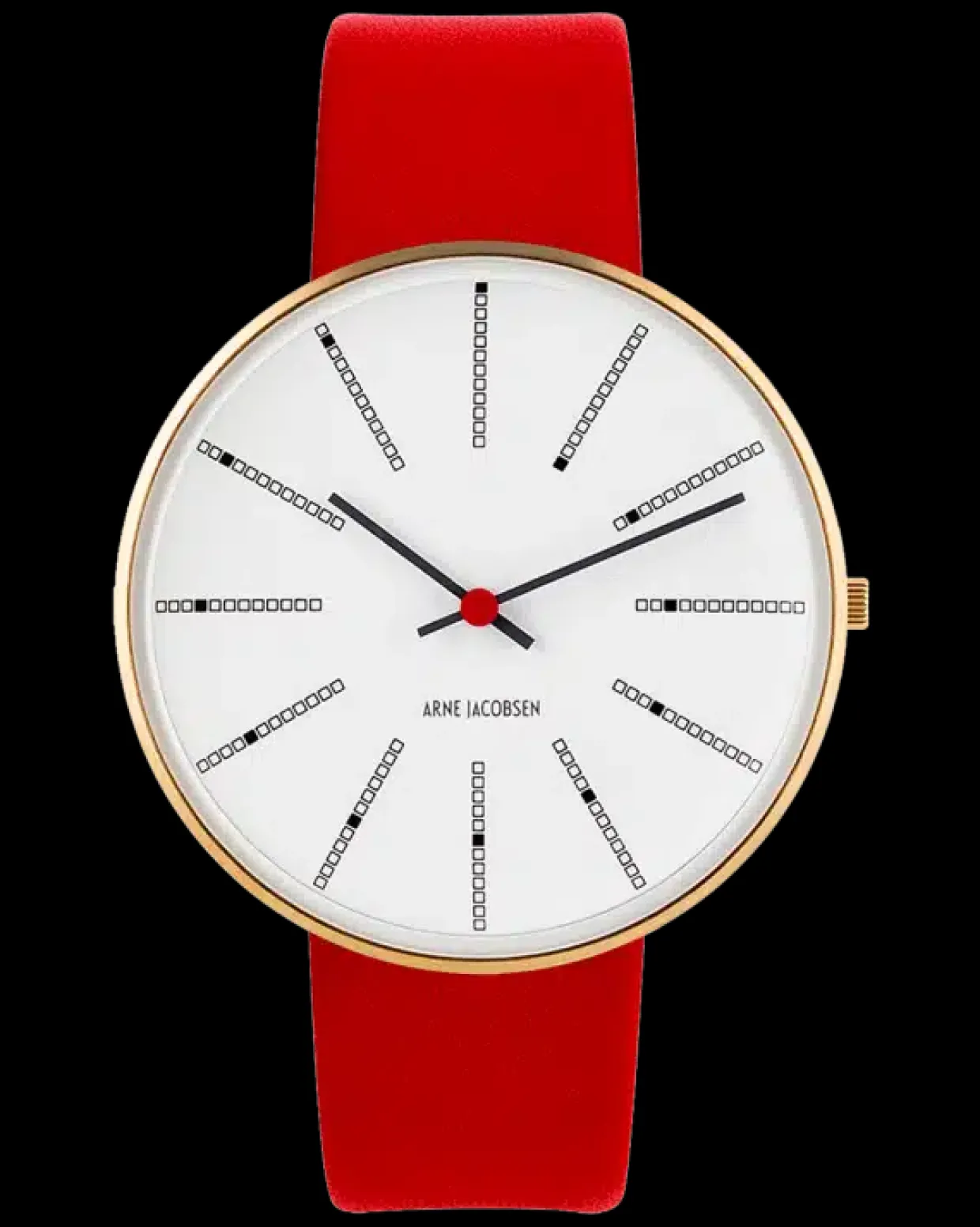 ARNE JACOBSEN UR BANKERS MED RØD LÆDERREM 40MM - 53108-2003G