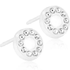 BLOMDAHL CIRKEL ØRERINGE MEDICINSK PLAST MED KRYSTALLER - 15-01191-01