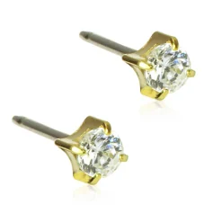 BLOMDAHL ØRERINGE I FORGYLDT TITAN MED SYNTETISK ZIRKONIA - 15-1303-30