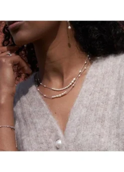 BYBIEHL AURA FLOW SØLV HALSKÆDE MED PERLER - 3-3901WP-R