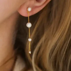 BYBIEHL AURA FORGYLDT SØLV ØRERINGE MED PERLER- 4-3903WP-GP