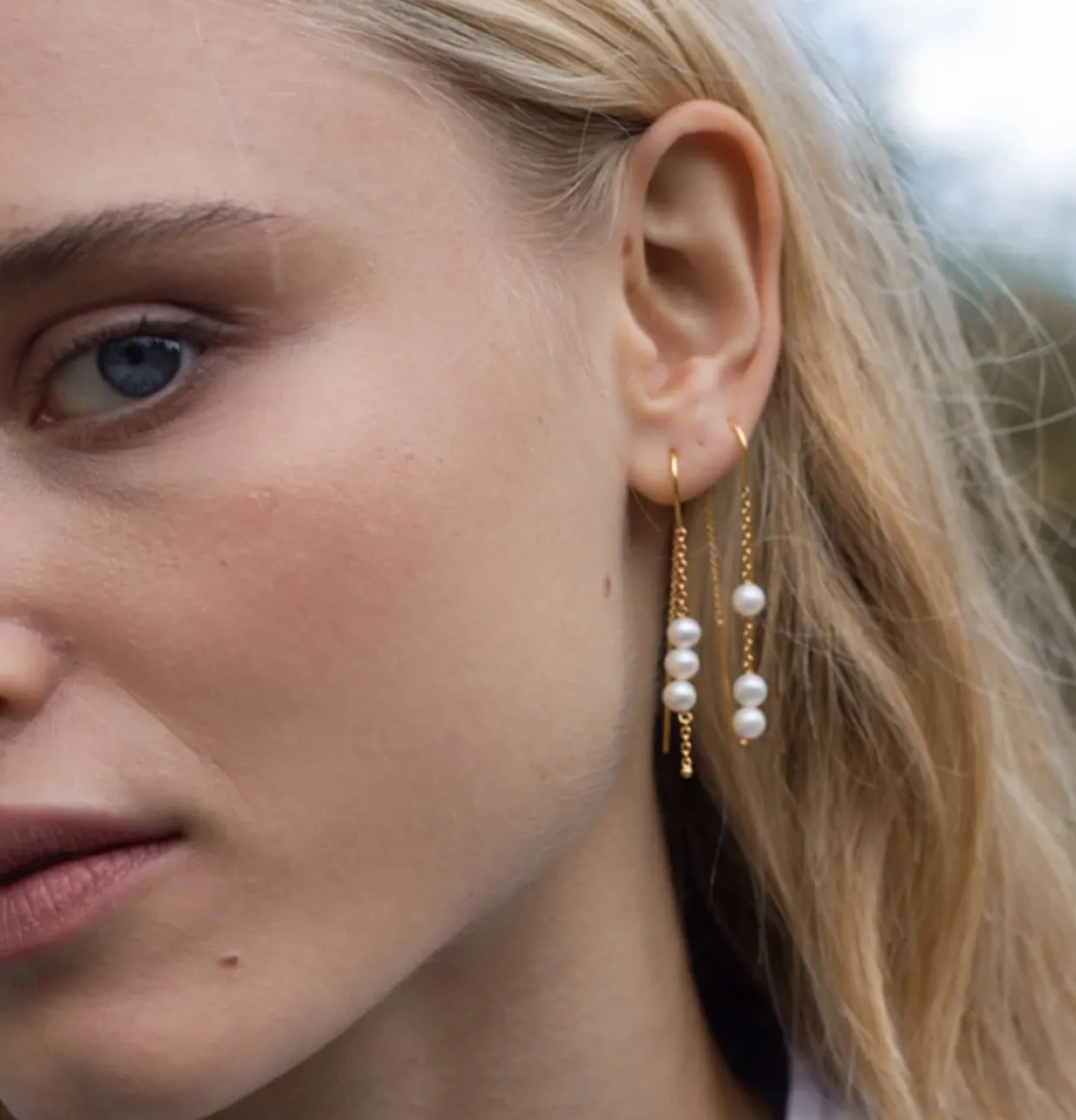 BYBIEHL EMILY STRING ØREHÆNGER - 4-4702WP-GP