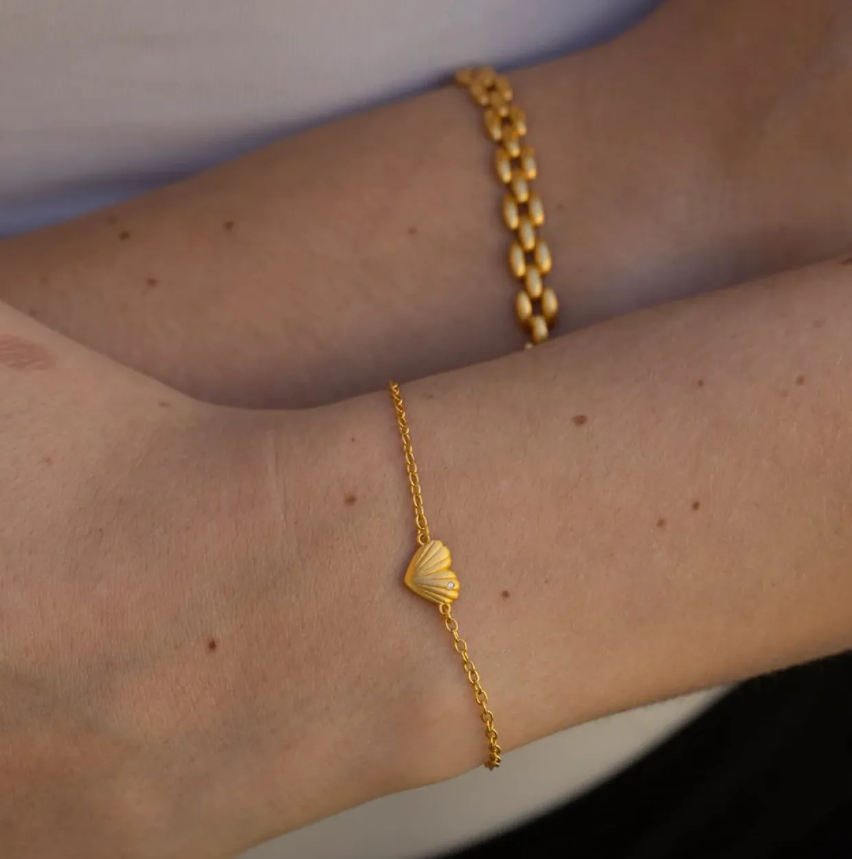 BYBIEHL JUST LOVE ONE HEART ARMBÅND FORGYLDT SØLV - 2-4502-GP