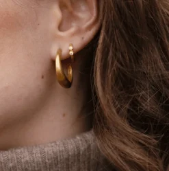 BYBIEHL OCEAN FLOW HOOPS LARGE ØRERINGE SØLV FORGYLDT - 4-4203-GP