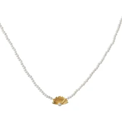 BYBIEHL POPPY HALSKÆDE FORGYLDT SØLV MED PERLER - 3-4101WP-GP