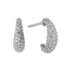 BYBIEHL ØRERING SØLV OCEAN FLOW HOOPS SPARKLE SMALL - 4-4204-R