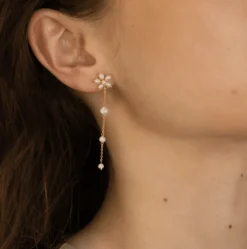 BYBIEHL ØRERINGE SØLV FORGYLDT PEARL SIGNATURE LONG - 4-040WP-GP