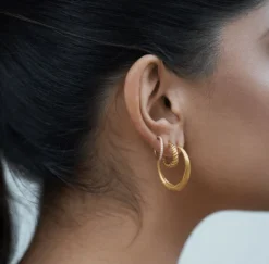 BYBIEHL ØRERINGE SØLV FORGYLDT SEASHELL HOOP - 4-3601-GP