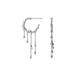 BYBIEHL ØRERINGE SØLV JUNGLE IVY COLOR MINI HOOPS - 4-3112M-R