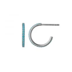 BYBIEHL ØRERINGE SØLV SPARKLE HOOPS MINI TURKIS - 4-029T-R