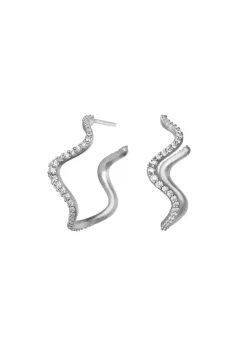 BYBIEHL ØRERINGE SØLV WAVE MED ZIRKONIA - 4-3702A-R