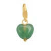 BYBIEHL SOFT HEART CHARM FORGYLDT MED GRØN AGAT - 7-5206G-GP-B