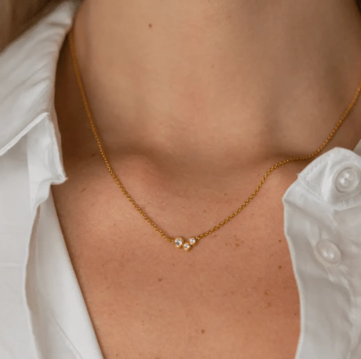 BYBIEHL STARDUST HALSKÆDE SØLV FORGYLDT MED ZIRKONIA - 3-4606A-GP