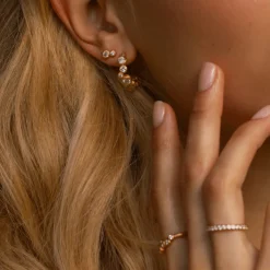 BYBIEHL STARDUST ØRERINGE SØLV FORGYLDT MED ZIRKONIA CREOL - 4-4605a-GP