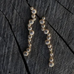 BYBIEHL STARDUST ØRERINGE SØLV FORGYLDT MED ZIRKONIA LANG - 4-4603a-GP