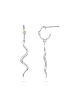 BYBIEHL WAVE SØLV ØRERINGE MINI HOOP GRØN ZIRKON - 4-4023G-R