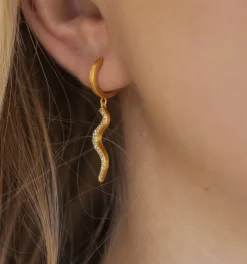 BYBIEHL WAVE SPARKEL HOOP MINI I SØLV FORGYLDTE - 4-028A-GP