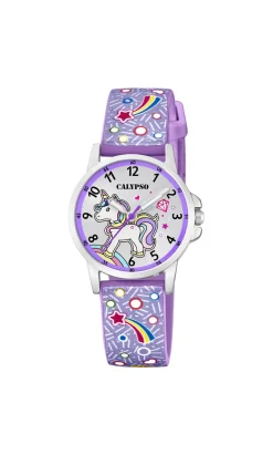 CALYPSO BØRNE UR ENHJØRNING / UNICORN MED GUMMIREM - K5776/6