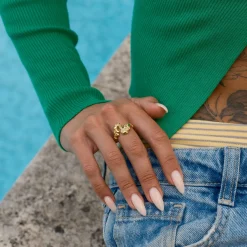 CAMILLE BRINCH BIG FUSION CONTRAST RING FORGYLDT SØLV - BFCOR-FG