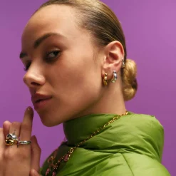 CAMILLE BRINCH CLOUDY PUFFER ØRERINGE FORGYLDT SØLV- CPUH-FG