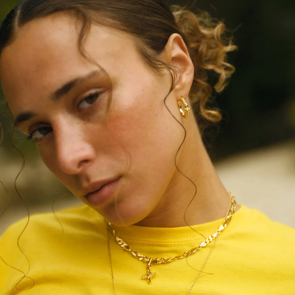 CAMILLE BRINCH CONTRAST FUSION HOOPS ØRERINGE FORGYLDT SØLV - COFH-FG