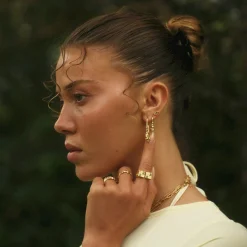 CAMILLE BRINCH CONTRAST ØRERINGE FORGYLDT SØLV - COSE-FG