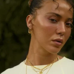 CAMILLE BRINCH CROSS CONTRAST ØRERINGE FORGYLDT SØLV - CCOE-FG