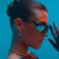 CAMILLE BRINCH LARGE FLASHING FLAMES ØRERINGE SØLV FORGYLDT - LFFLE-FG