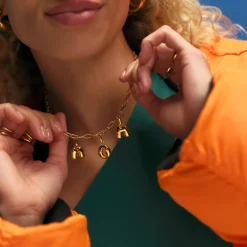 CAMILLE BRINCH LETTER PUFFER CHARM E I FORGYLDT SØLV - EPUL-FG-P