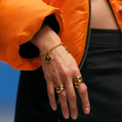 CAMILLE BRINCH LINK PUFFER ARMBÅND FORGYLDT SØLV 17 CM - LPUB-FG-17