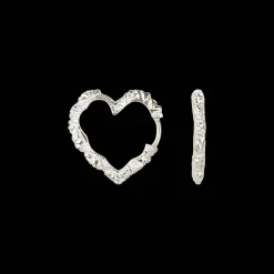 CAMILLE BRINCH MEDIUM HEART CRUSH HOOPS SØLV ØRERINGE - MHCRH