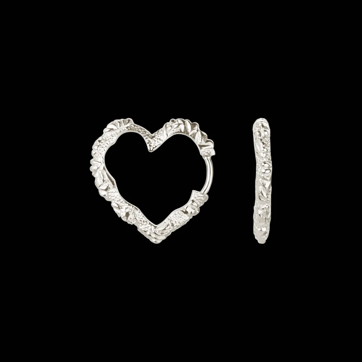 CAMILLE BRINCH MEDIUM HEART CRUSH HOOPS SØLV ØRERINGE - MHCRH