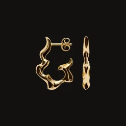 CAMILLE BRINCH MEDIUM INFINITY FLAMES HOOPS ØRERINGE SØLV FORGYLDT - MIFLH-FG