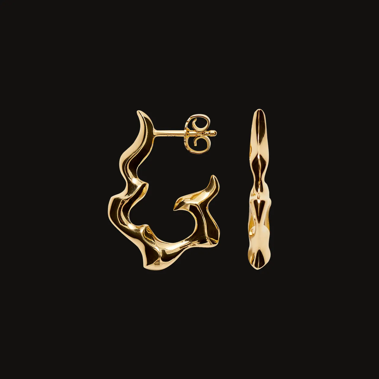 CAMILLE BRINCH MEDIUM INFINITY FLAMES HOOPS ØRERINGE SØLV FORGYLDT - MIFLH-FG