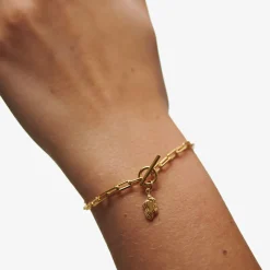 CAMILLE BRINCH NUGGET LAYERS T-LOCK ARMBÅND FORGYLDT SØLV 19 CM - NLATA-FG-19