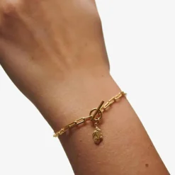 CAMILLE BRINCH NUGGET LAYERS T-LOCK ARMBÅND FORGYLDT SØLV - NLATA-FG-18