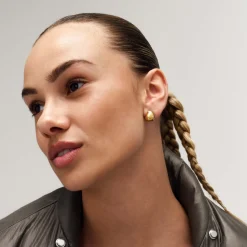 CAMILLE BRINCH SMALL BOUNCY PUFFER ØRERINGE FORGYLDT SØLV - SBPUE-FG