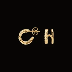 CAMILLE BRINCH SMALL TWIN ESSENTIA FORGYLDT SØLV ØRERINGE - STEH-FG