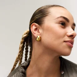 CAMILLE BRINCH STORE BOUNCY PUFFER ØRERINGE FORGYLDT SØLV - BBPUE-FG