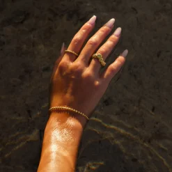 CAMILLE BRINCH TEXTURED DOTS ARMBÅND I FORGYLDT SØLV 17 CM - TDOB-FG-17