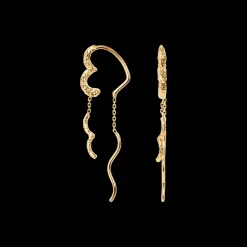 CAMILLE BRINCH WAVY SPARKLY HEART EARLINES ØRERINGE I FORGYLDT SØLV - WSPHE-FG